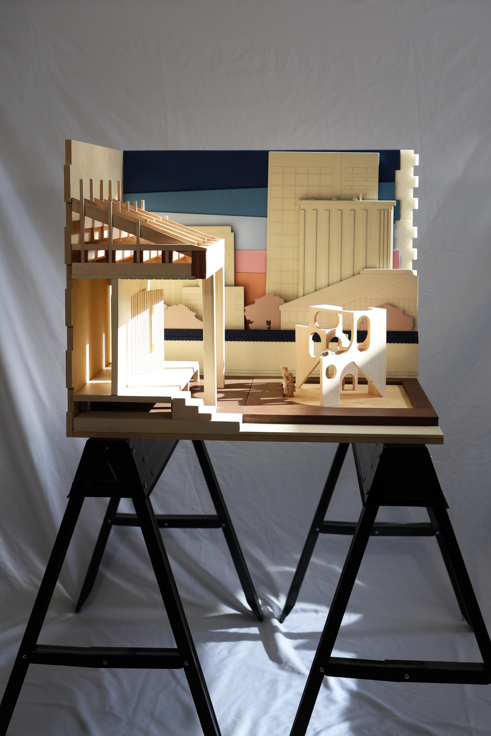 Select Fragments From Spatial Creatures: A Figural System for Contextual Mediation Interactive system pieces at various scales

Spatial Creatures is a series of experimental structures and occupiable follies that redefine how a physical site is perceived. Acting as agents within their respective environments, these constructs frame and reorganize the often-invisible forces and powers at play in the environments they inhabit. These synthetic creatures live in natural ecologies. Whether nestled in the prairie, the forest, the creek, or the garden, the creatures generate episodes of encounter—liminal spaces of interaction and seclusion.

At its core, our system is simultaneously didactic and playful. Each creature operates within a set of formal constraints while remaining open to multiple interpretations and uses. They exist within a series of dichotomies: both scaled and scaleless, interactive and static, perceptual frame and subject of attention. Whimsically repetitive yet never identical, these spatial figures share a common DNA. This procedural logic allows them to adapt across sites, materials, and scales while maintaining a sense of familiarity. The adaptability of these creatures extends beyond form. They are not self-referential nor derivative. Instead, they are defined by their edge conditions—the rules that dictate how individual surfaces interact and combine to become spatial. From two-dimensional painted murals to small volumetric casts, to medium-scale vessels that can be flat-packed and transported, to large installations functioning as screens for outdoor projections — each iteration finds its agency within the system.

Lenticular prints, Birch plywood, Pine plywood, Resin casts, Walnut filament 3D print, Birch filament 3D print

Project Design: Zahra Safaverdi, Founder and Principal at St. Sa.
System Design: Zahra Safaverdi and Emmanuel Osorno
Fabrication Team: Zahra Safaverdi, Amber Hodge (Generation 01), Jason Wang (Generation 02), Harry Park, Yiwei Shi, Nuo Xu (Generation 03), Andy Li (Generation 04)